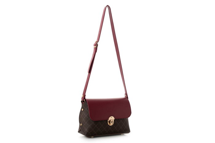Lucky Bees Bolso bandolera 1278 Piel de polivinilo Marrón, Rojo Clarete 25x9x17 cm